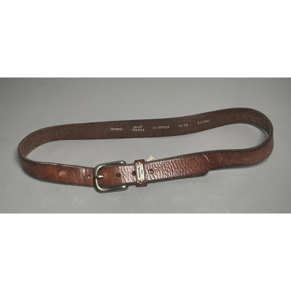 Vintage Fossil Leather Belt Brown Distress Leather Medium